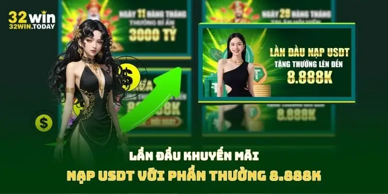 Lần đầu nạp USDT với phần thưởng 8.888K